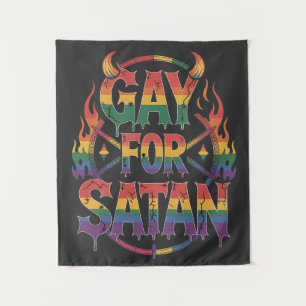 Hail Gay Satan Rainbow Baphomet Devil Goat LGBTQ  Tapestry