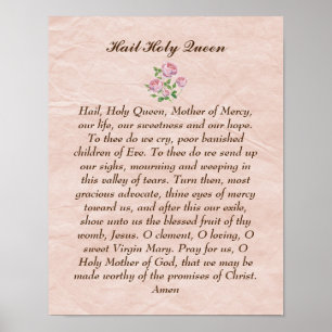 Hail Holy Queen Catholic Prayer Christian Poster