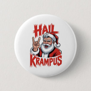 Hail Krampus Devil Horn Krampus Rock 2 Inch Round Button