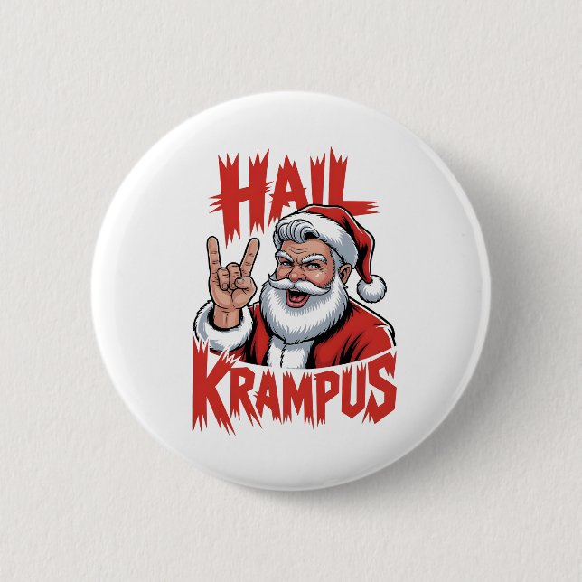 Hail Krampus Devil Horn Krampus Rock  2 Inch Round Button (Front)