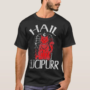 Hail Lucipurr Cat Lover Owner Satan Lover Distress T-Shirt