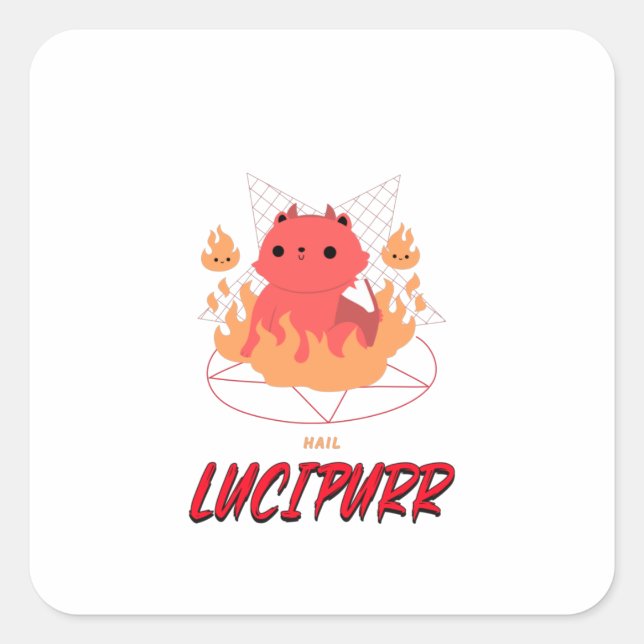 Hail Lucipurr Square Sticker (Front)