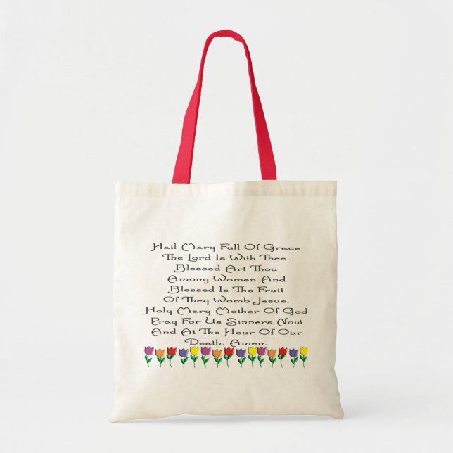 Hail Mary Catholic Prayer Gifts & Cards Tote Bag (Front)