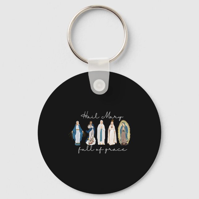 Hail Mary Full Of Grace, Blessed Virgin Mary, Bibl Keychain (Front)