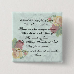 Hail Mary Prayer 2 Inch Square Button