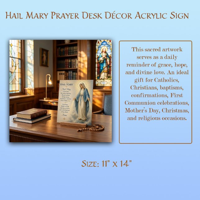 Hail Mary Prayer Desk Décor Acrylic  Sign (Creator Uploaded)