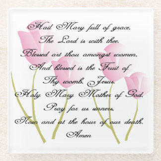 Hail Mary Prayer Glass Coaster