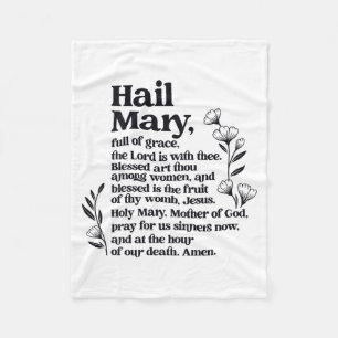 Hail Mary Prayer Marian Floral Christian Blessed M Fleece Blanket
