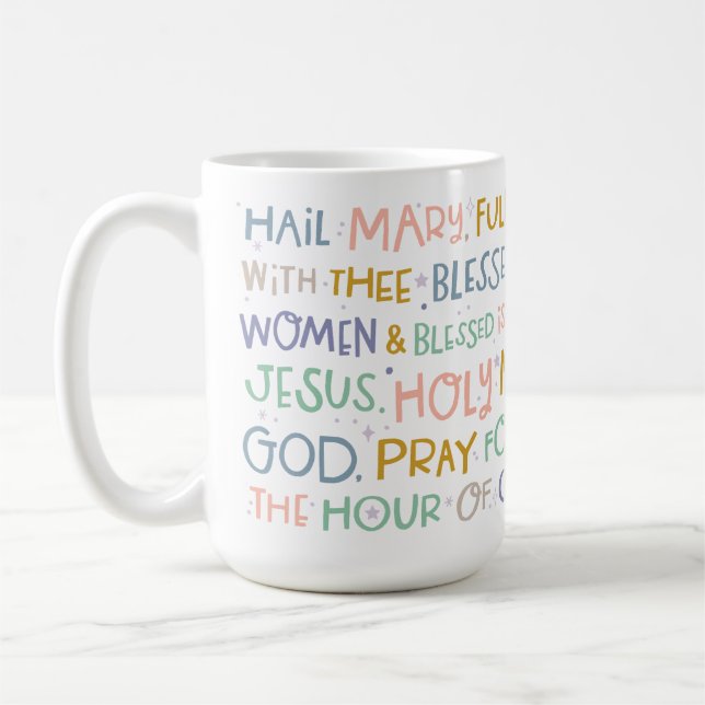 Hail Mary Prayer Mug | Catholic Coffee Mug (Left)