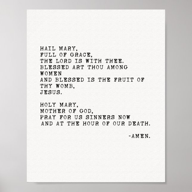 Hail Mary Prayer Poster (Front)