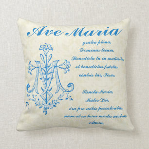 Hail Mary Prayer Religious Ave Maria Latin Throw Pillow