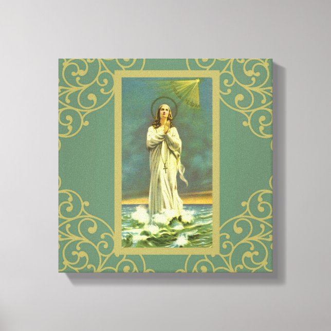Hail Mary Star of the Sea Ave Maris Rosary Canvas Print (Front)