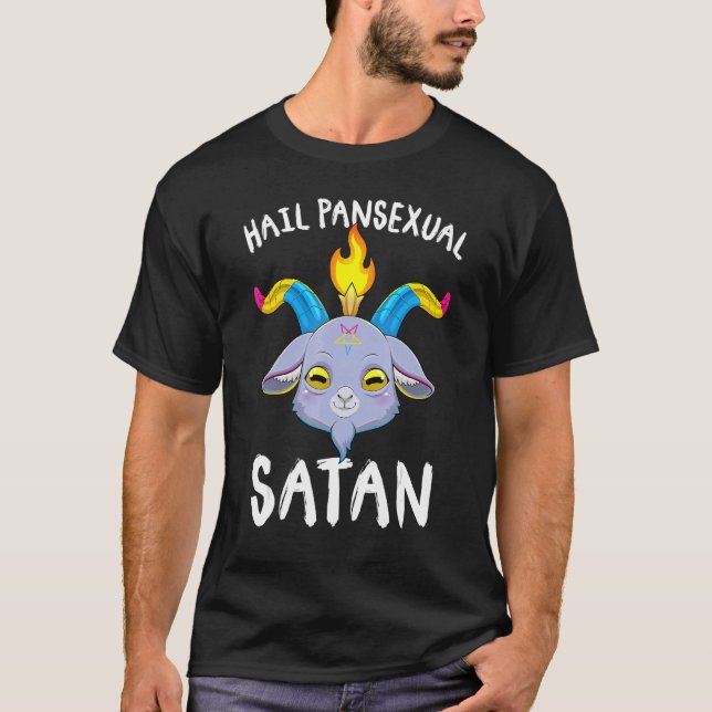 Hail Pansexual Satan Baphomet Goat Head Lgbt Pan P T-Shirt (Front)