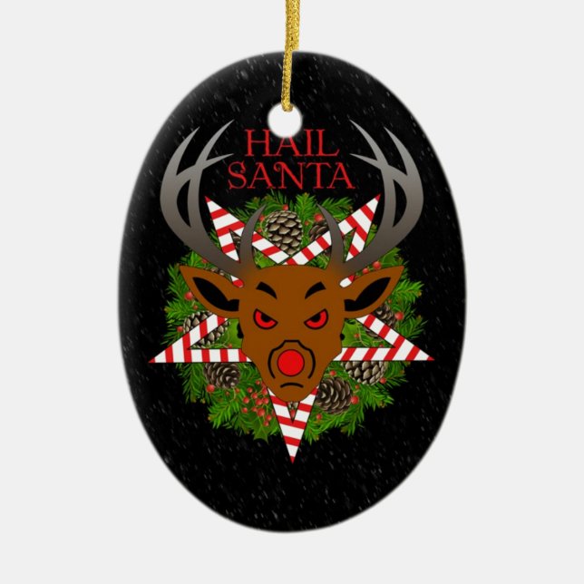 Hail Santa Ceramic Ornament (Front)