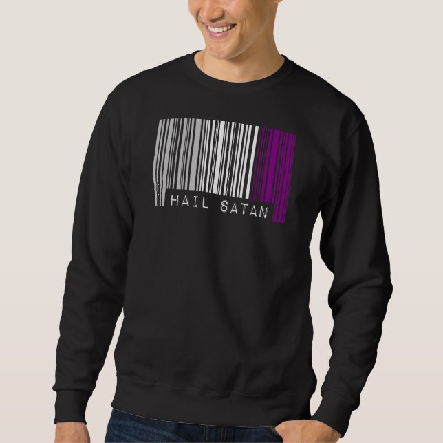Hail Satan Asexual Pride Flag Barcode Satanist Equ Sweatshirt (Front)