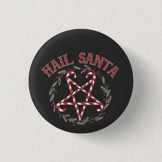 Hail Satan Christmas Krampus Xmas Devil Candy  1 Inch Round Button (Front)