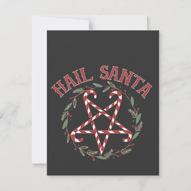 Hail Satan Christmas Krampus Xmas Devil Candy  Card (Front)