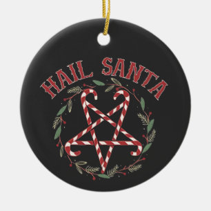 Hail Satan Christmas Krampus Xmas Devil Candy  Ceramic Ornament
