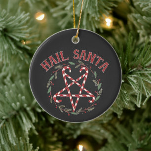 Hail Satan Christmas Krampus Xmas Devil Candy  Ceramic Ornament