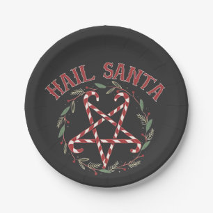 Hail Satan Christmas Krampus Xmas Devil Candy Paper Plate