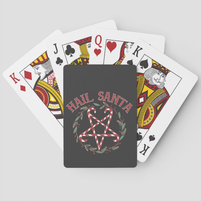 Hail Satan Christmas Krampus Xmas Devil Candy  Playing Cards (Back)