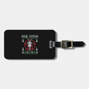 Hail Satan Goat Head Pentagram Funny Satanic Ugly Luggage Tag