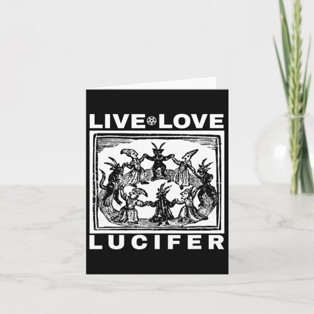 Hail Satan Live Love Lucifer With Dancing Demons O Card (Front)