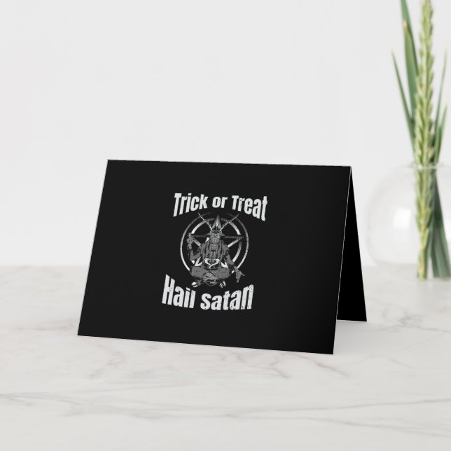 Hail Satan Pentagram Goat Halloween Holiday Card (Front)