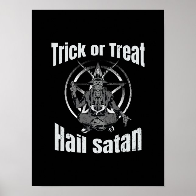 Hail Satan Pentagram Goat Halloween Poster (Front)