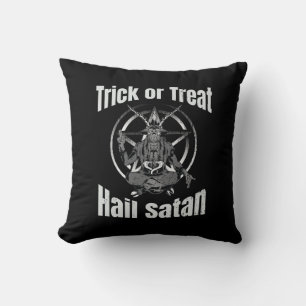 Hail Satan Pentagram Goat Halloween Throw Pillow