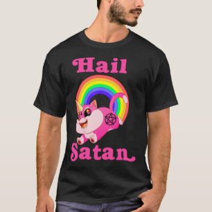 Hail Satan Unicorn Cat Rainbow, Funny Death Metal T-Shirt