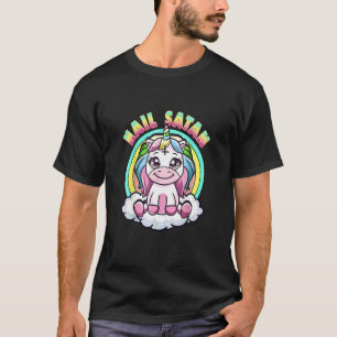 Hail Satan Unicorn Cute Rainbow Heavy Metal Sata T-Shirt