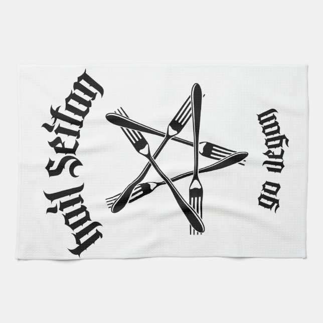 Hail Seitan 1.1 (black) Kitchen Towel (Horizontal)