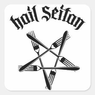 Hail Seitan 1.2 (black) Square Sticker