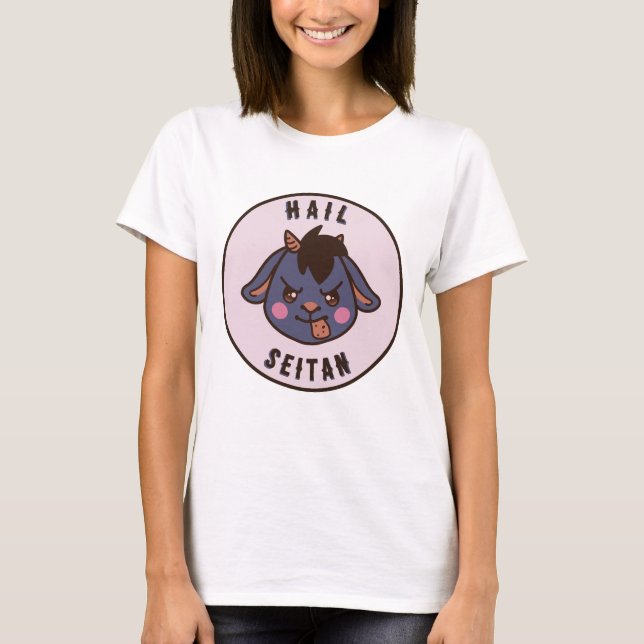 Hail Seitan Cute & Funny Goat Shirt (Front)