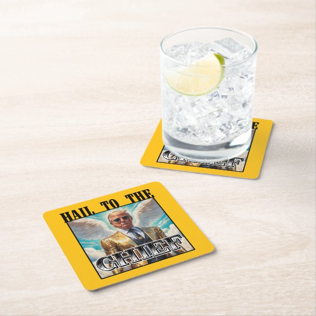 Hail to the chief - Trump 2024 Square Paper Coaster (Insitu)