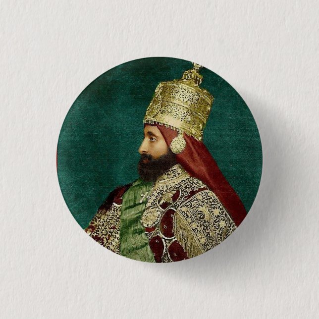 Haile Selassie Empire Ethiopia Rasta Reggae Roots 1 Inch Round Button (Front)
