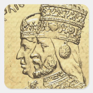 Haile Selassie Empress Menen Rasta Lion of Judah Square Sticker
