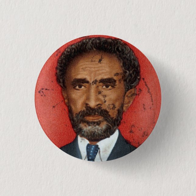 Haile Selassie Ethiopia Jah Rastafari Reggae Roots 1 Inch Round Button (Front)