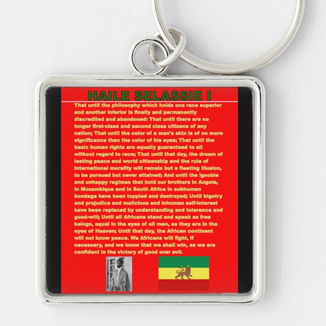 Haile Selassie Famous War Speech to UN 1963 Keychain (Front)