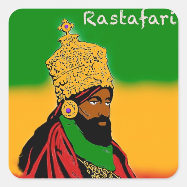 Haile Selassie I, autocollant Rastafari (Devant)
