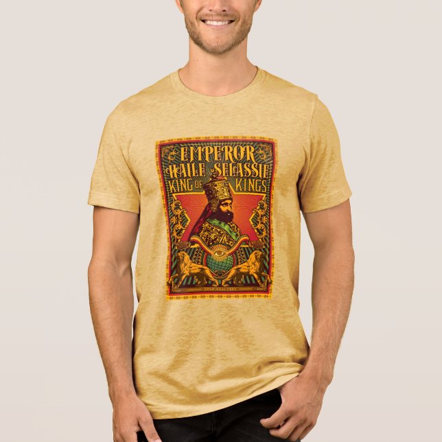 Haile Selassie I HIM Jah Rastafari Rasta Jah Bless Tri-Blend Shirt (Front)