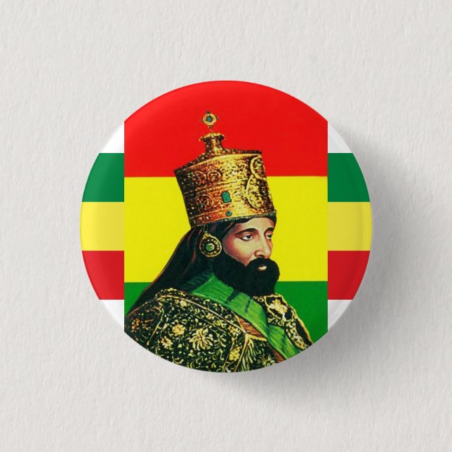 Haile Selassie I Jah Rastafari Rasta Reggae Roots  1 Inch Round Button (Front)