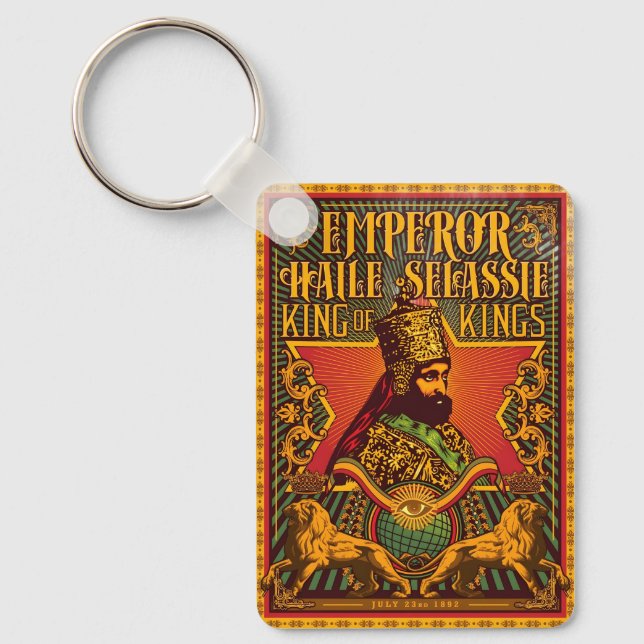 Haile Selassie I Jah Rastafari Rasta Reggae Roots  Keychain (Front)