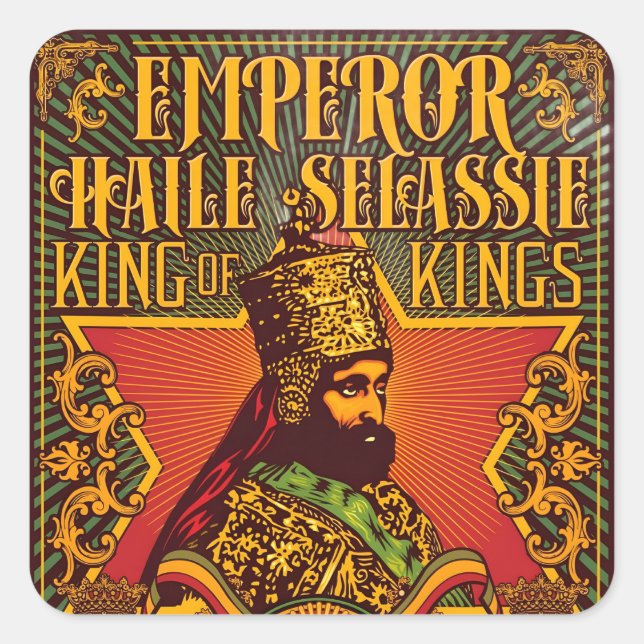Haile Selassie I Jah Rastafari Rasta Reggae Roots  Square Sticker (Front)