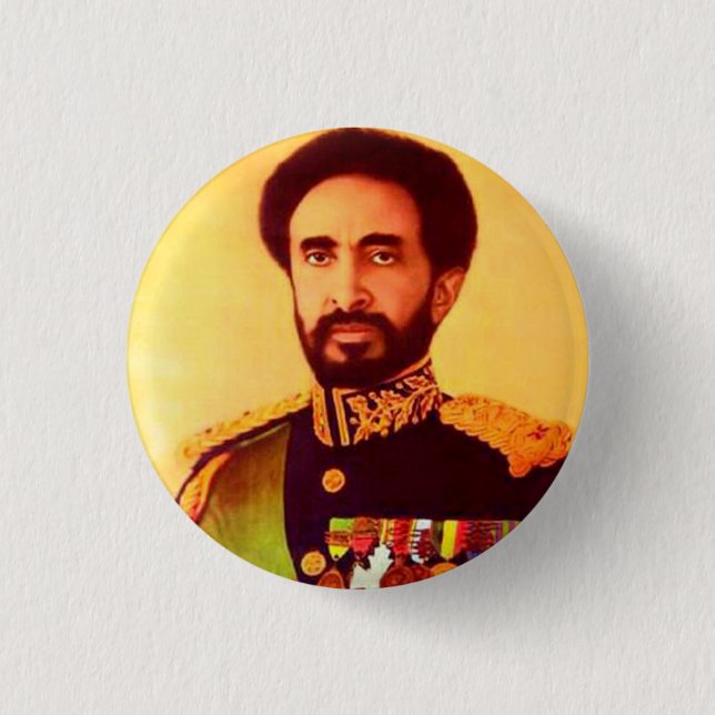 Haile Selassie - Jah - Messiah - Rastafari Button (Front)