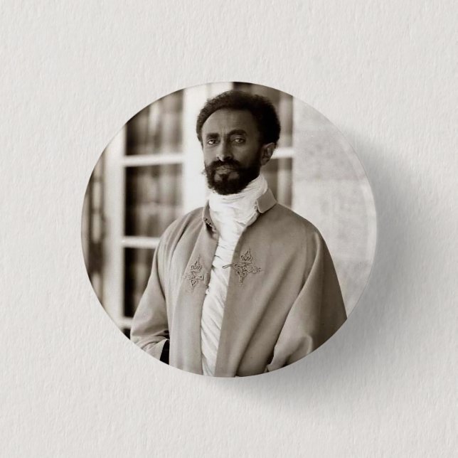 Haile Selassie - Jah - Messiah - Rastafari Button (Front)