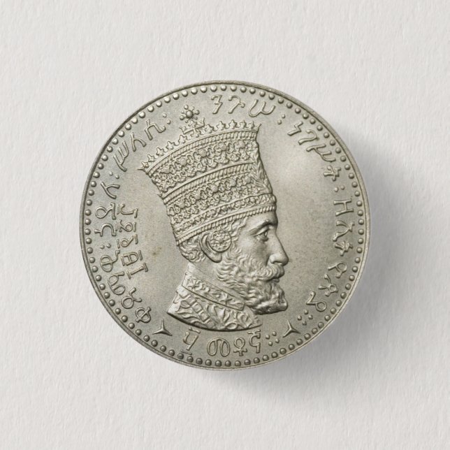 Haile Selassie - Jah - Messiah - Rastafari Button (Front)