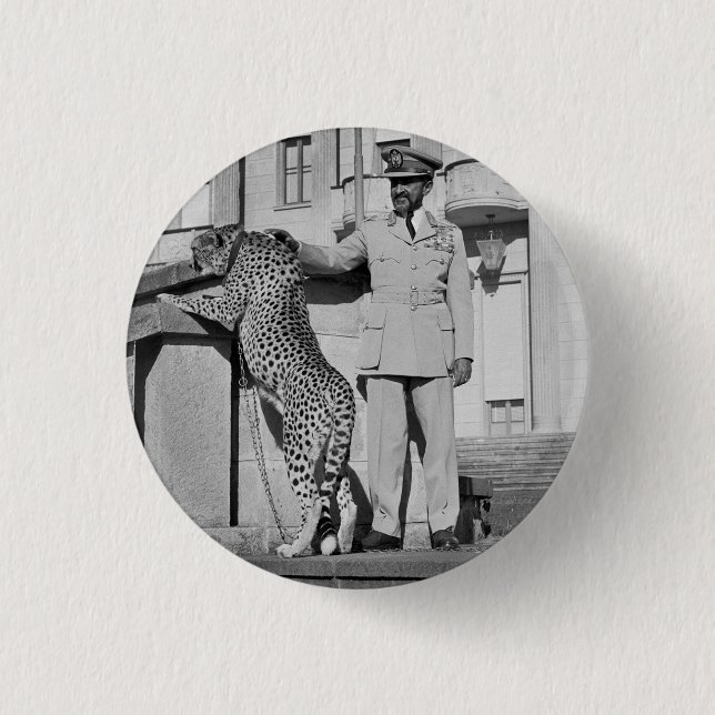 Haile Selassie - Jah - Messiah - Rastafari Button (Front)