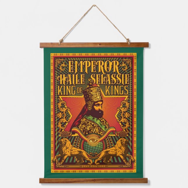 Haile Selassie Jah Rastafari Rasta Reggae Roots  Hanging Tapestry (Front)